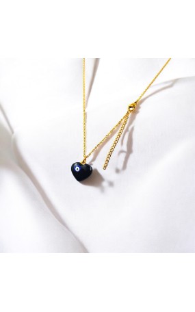 Κολιέ Μαύρη Καρδιά με Μάτι