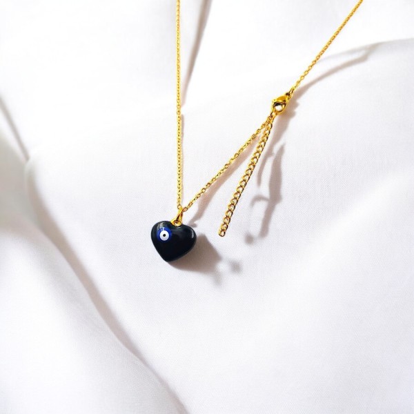 Κολιέ Μαύρη Καρδιά με Μάτι Κολιέ Μαύρη Καρδιά με Μάτι