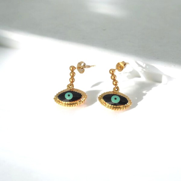 Σκουλαρίκια Ροζέτα Μαύρο Σμάλτο Μάτι Σκουλαρίκια Ροζέτα Μαύρο Σμάλτο Μάτι