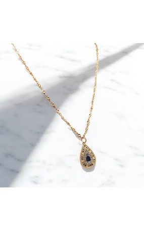 Κολιέ Μενταγιόν δάκρυ με πολύχρωμες πέτρες