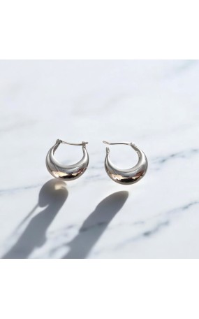 Σκουλαρίκια Κρίκος Καμπύλη ασημί