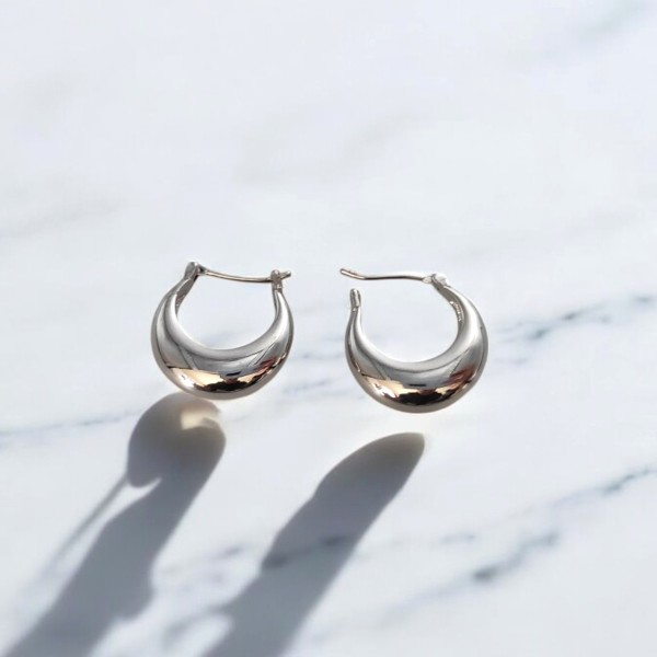 Σκουλαρίκια Κρίκος Καμπύλη ασημί Σκουλαρίκια Κρίκος Καμπύλη ασημί