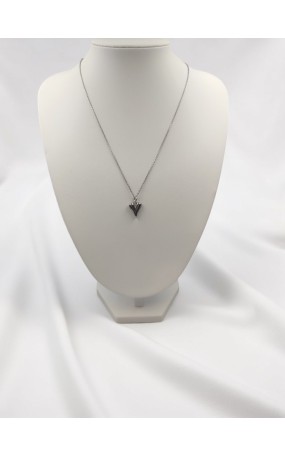 Κολιέ με Ατσάλινη Αλυσίδα και Καρδιά Ασημί