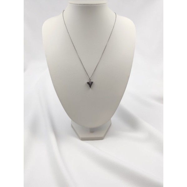 Κολιέ με Ατσάλινη Αλυσίδα και Καρδιά Ασημί Κολιέ με Ατσάλινη Αλυσίδα και Καρδιά Ασημί