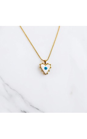 Κολιέ Ατσάλινο με Λευκό Μάτι