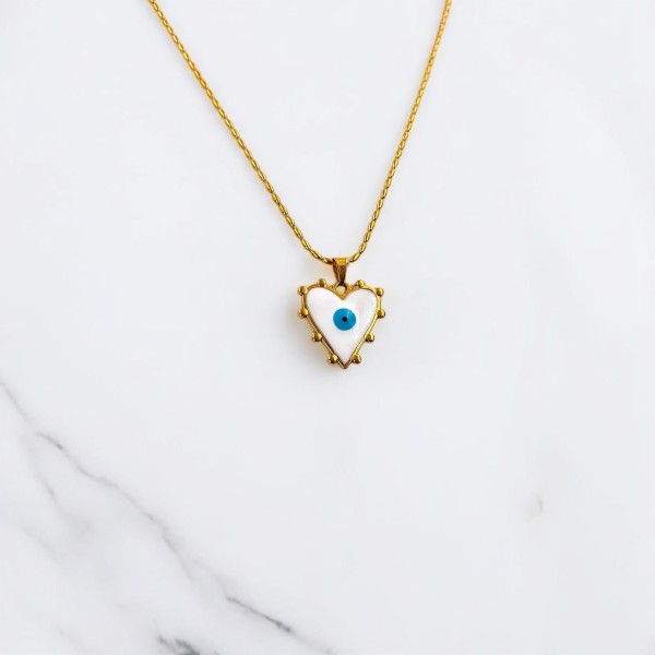 Κολιέ Ατσάλινο με Λευκό Μάτι Κολιέ Ατσάλινο με Λευκό Μάτι