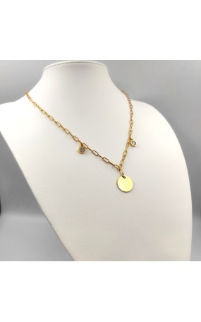 Κολιέ με Στρογγυλό Μενταγιόν και Λεπτομέρειες Ζιργκόν