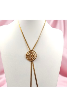 Κολιέ με Πλακέ Αλυσίδα και Ρυθμιζόμενο Λουλούδι