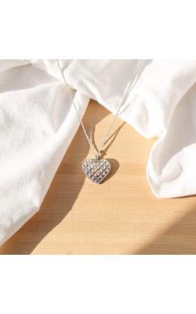 Κολιέ με Ασημί  Καρδιά Καπιτονέ
