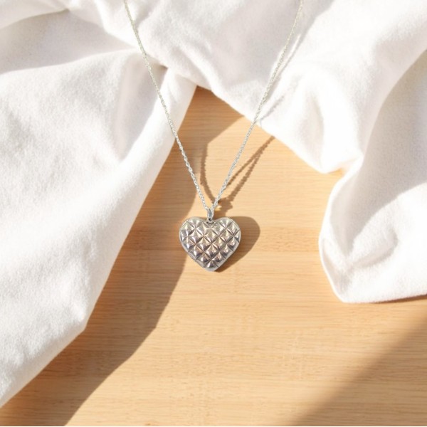Κολιέ με Ασημί  Καρδιά Καπιτονέ