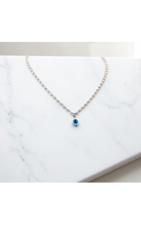 Κολιέ με Λευκές Πέρλες και Μάτι