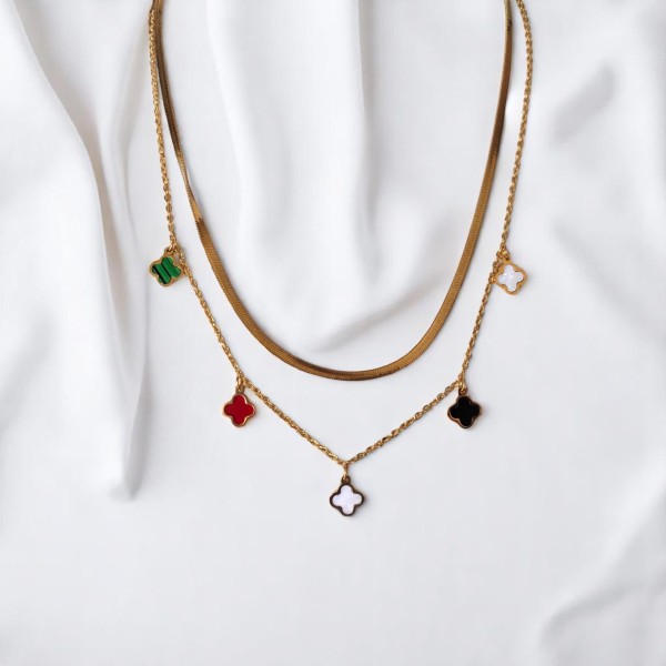 Κολιέ Της Τύχης Λευκό Πράσινο Μαύρο Κόκκινο