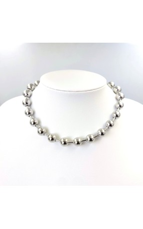 Κολιέ Μεγάλες Μπίλιες κοντό ασημί