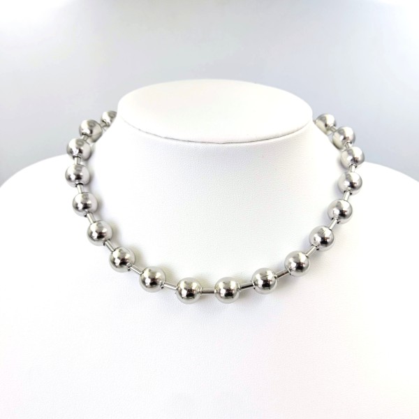 Κολιέ Μεγάλες Μπίλιες κοντό ασημί Κολιέ Μεγάλες Μπίλιες κοντό ασημί