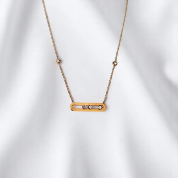 Κολιέ Ατσάλινη Μπάρα με Κινούμενη Λάμψη Χρυσό Κολιέ Ατσάλινη Μπάρα με Κινούμενη Λάμψη Χρυσό