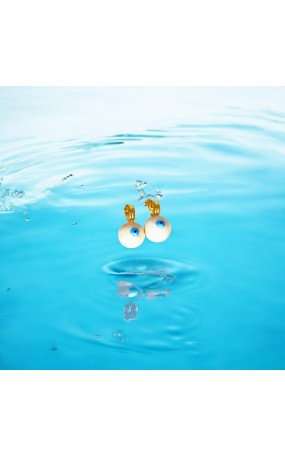 Σκουλαρίκια Μάτι με Χρυσή Λάμψη