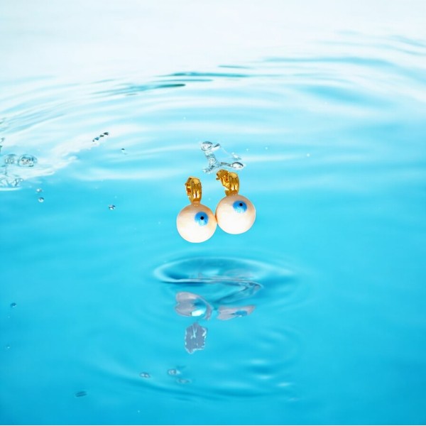 Σκουλαρίκια Μάτι με Χρυσή Λάμψη Σκουλαρίκια Μάτι με Χρυσή Λάμψη