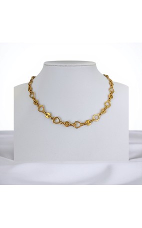 Κολιέ Ατσάλινο με καρδιές σε χρυσό κοντό