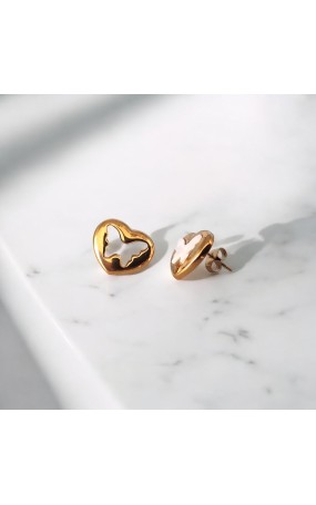 Σκουλαρίκια Καρδιά με Πεταλούδα από Φίλντισι