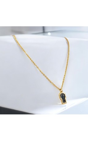 Κολιέ με Σταυρό με Μαύρο Σμάλτο