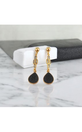 Σκουλαρίκια Λαμπερή Σταγόνα με Κυψέλη