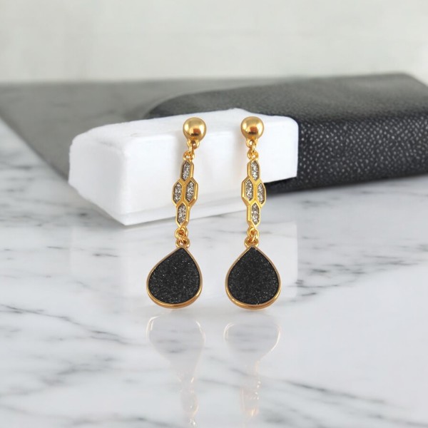 Σκουλαρίκια Λαμπερή Σταγόνα με Κυψέλη