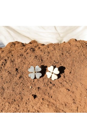 Σκουλαρίκια Τετράφυλλο Τριφύλλι με Φίλντισι