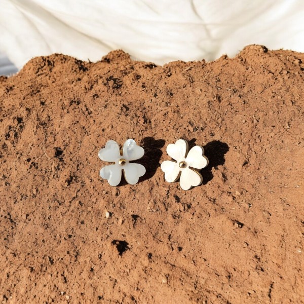 Σκουλαρίκια Τετράφυλλο Τριφύλλι με Φίλντισι Σκουλαρίκια Τετράφυλλο Τριφύλλι με Φίλντισι