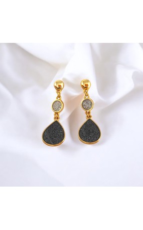 Σκουλαρίκια Λαμπερή Σταγόνα με Κύκλο