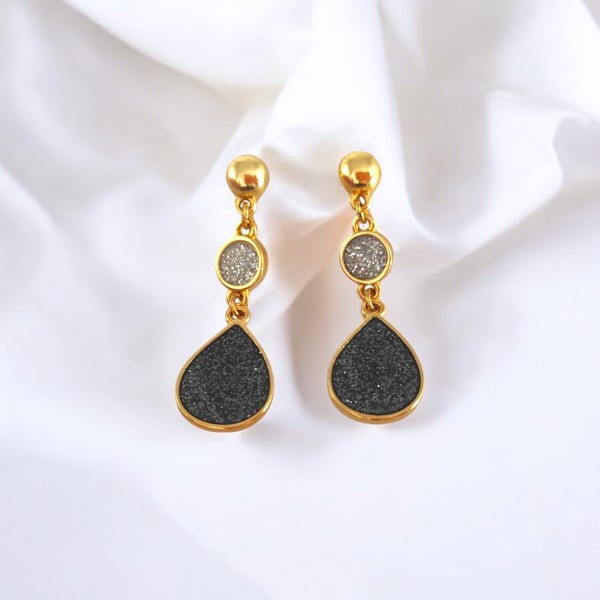 Σκουλαρίκια Λαμπερή Σταγόνα με Κύκλο Σκουλαρίκια Λαμπερή Σταγόνα με Κύκλο