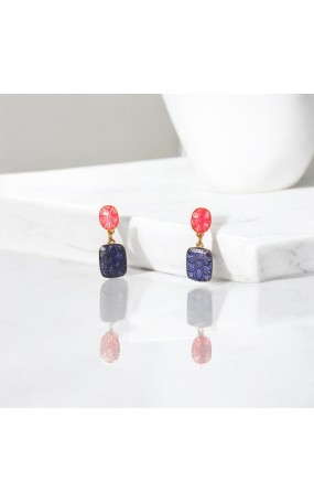 Σκουλαρίκια Μπλε Γοητεία με Ροζ Λάμψη