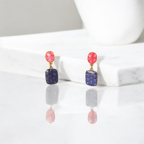 Σκουλαρίκια Μπλε Γοητεία με Ροζ Λάμψη Σκουλαρίκια Μπλε Γοητεία με Ροζ Λάμψη