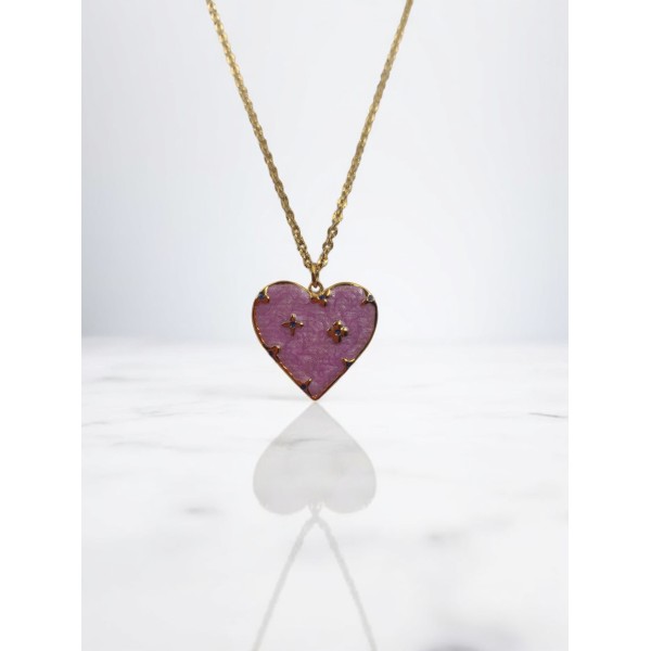 Κολιέ με Μώβ Καρδιά Κολιέ με Μώβ Καρδιά