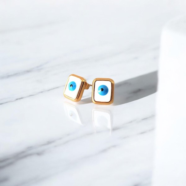 Σκουλαρίκια Μάτι Τυρκουάζ με Χρυσό Πλαίσιο Σκουλαρίκια Μάτι Τυρκουάζ με Χρυσό Πλαίσιο