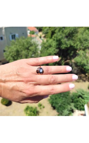 Ατσάλινο Δαχτυλίδι Λαμπερό Μάτι σε Ροζ Χρυσό