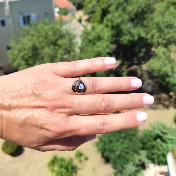 Ατσάλινο Δαχτυλίδι Λαμπερό Μάτι σε Ροζ Χρυσό Ατσάλινο Δαχτυλίδι Λαμπερό Μάτι σε Ροζ Χρυσό