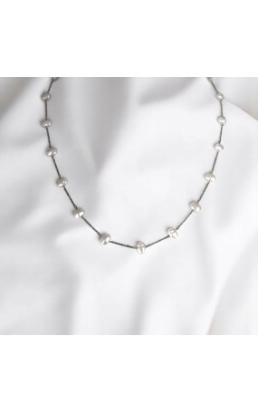 Κολιέ με Αλυσίδα και Πέρλες κοντό