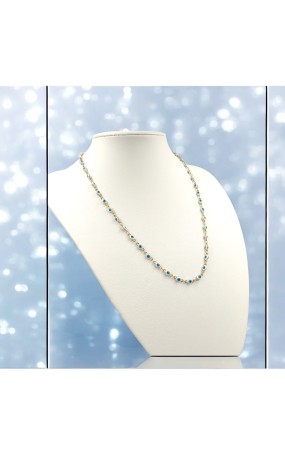 Κολιέ  ατσάλινο με ματάκια λευκά