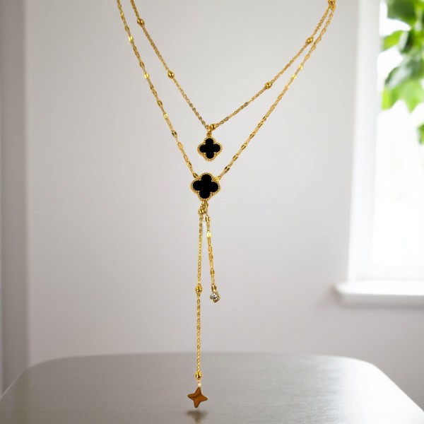 Κολιέ της Τύχης Λευκό - Μαύρο Κολιέ της Τύχης Λευκό - Μαύρο