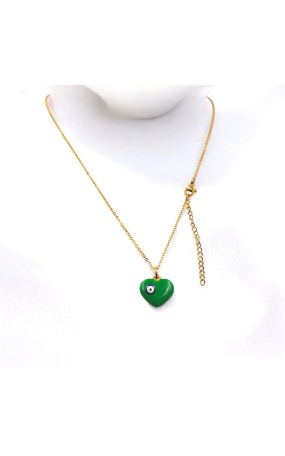 Κολιέ Πράσινη Καρδιά με Μάτι