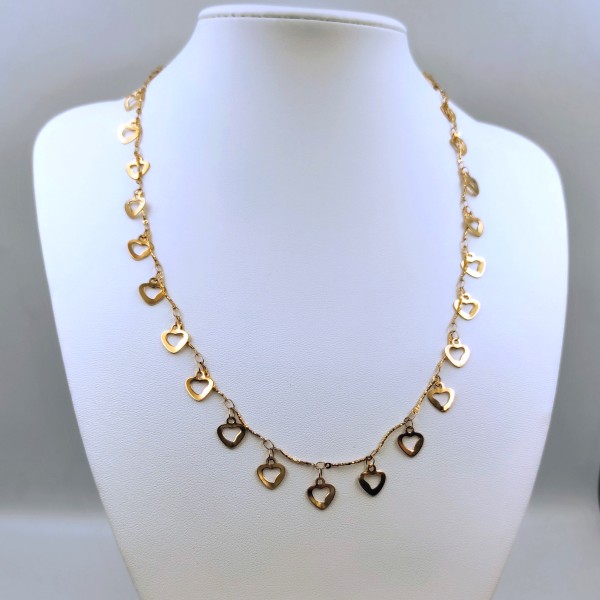 Κολιέ Ατσάλινο με Χρυσές Κρεμαστές Καρδιές Κολιέ Ατσάλινο με Χρυσές Κρεμαστές Καρδιές