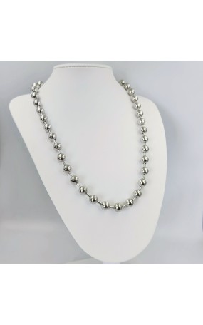Κολιέ Μεγάλες Μπίλιες Μακρύ ασημί