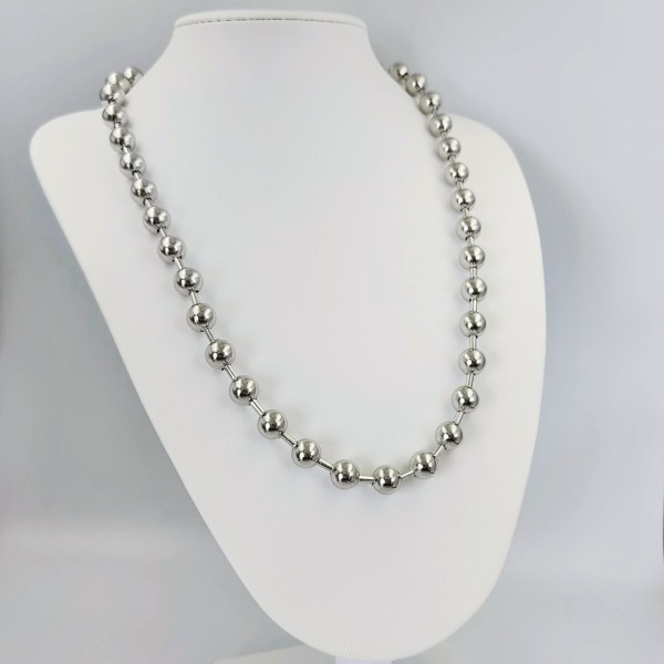 Κολιέ Μεγάλες Μπίλιες Μακρύ ασημί Κολιέ Μεγάλες Μπίλιες Μακρύ ασημί