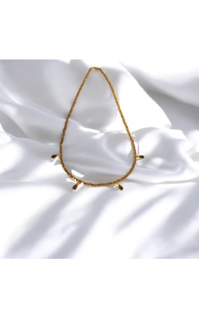 Κολιέ Ατσάλινο με Χρυσές Σταγόνες