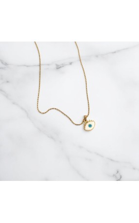 Κολιέ Ατσάλινο Λευκό Μάτι με Βλεφαρίδες