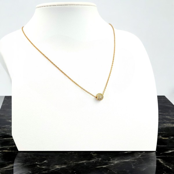 Κολιέ Χρυσή Μπάλα με Ζιργκόν Κολιέ Χρυσή Μπάλα με Ζιργκόν