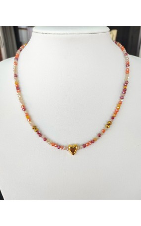 Κολιέ με Λαμπερές Χάντρες & Συμβολική Καρδιά